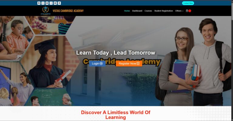 VISTAs Cambridge Academy – Learning Management System (LMS) Website